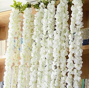 Buy Partyhut 5 5ft Length White Artificial Wisteria Flower
