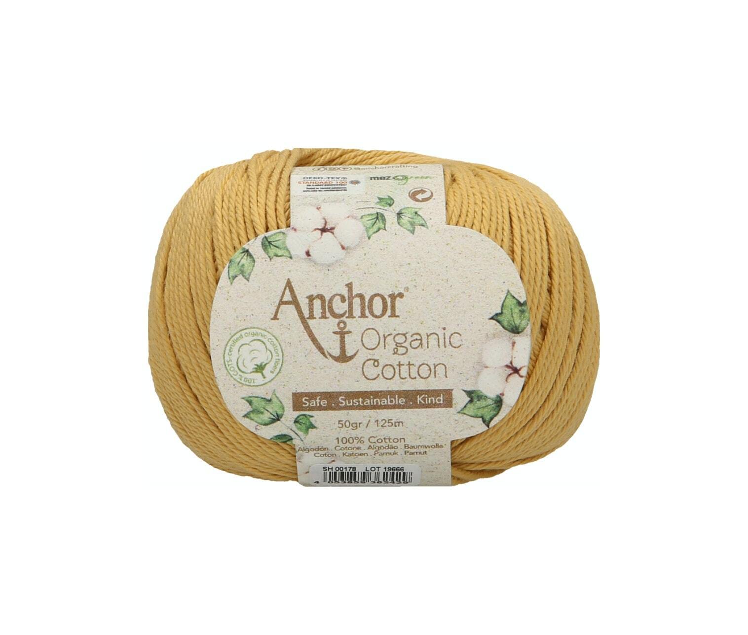 Anchor Organic Cotton, 50 g, Thickness: 4, Presentation: 125 m Sunflower Crochet Yarn