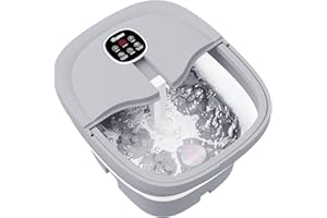 HOSPAN Collapsible Foot Spa Electric Rotary Massage, Foot Bath with Heat, Bubble, Remote, and 24 Motorized Shiatsu Massage Balls. Pedicure Foot Spa for Feet Stress Relief - FS02A