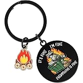Celavoy Dumpster Fire Raccoon Gifts - Everything Is Fine Positive Emotional Support Novelty Keychain Funny Appreciation Keyring Birthday Gift for Coworkers Women Christmas Cute Office Accessories