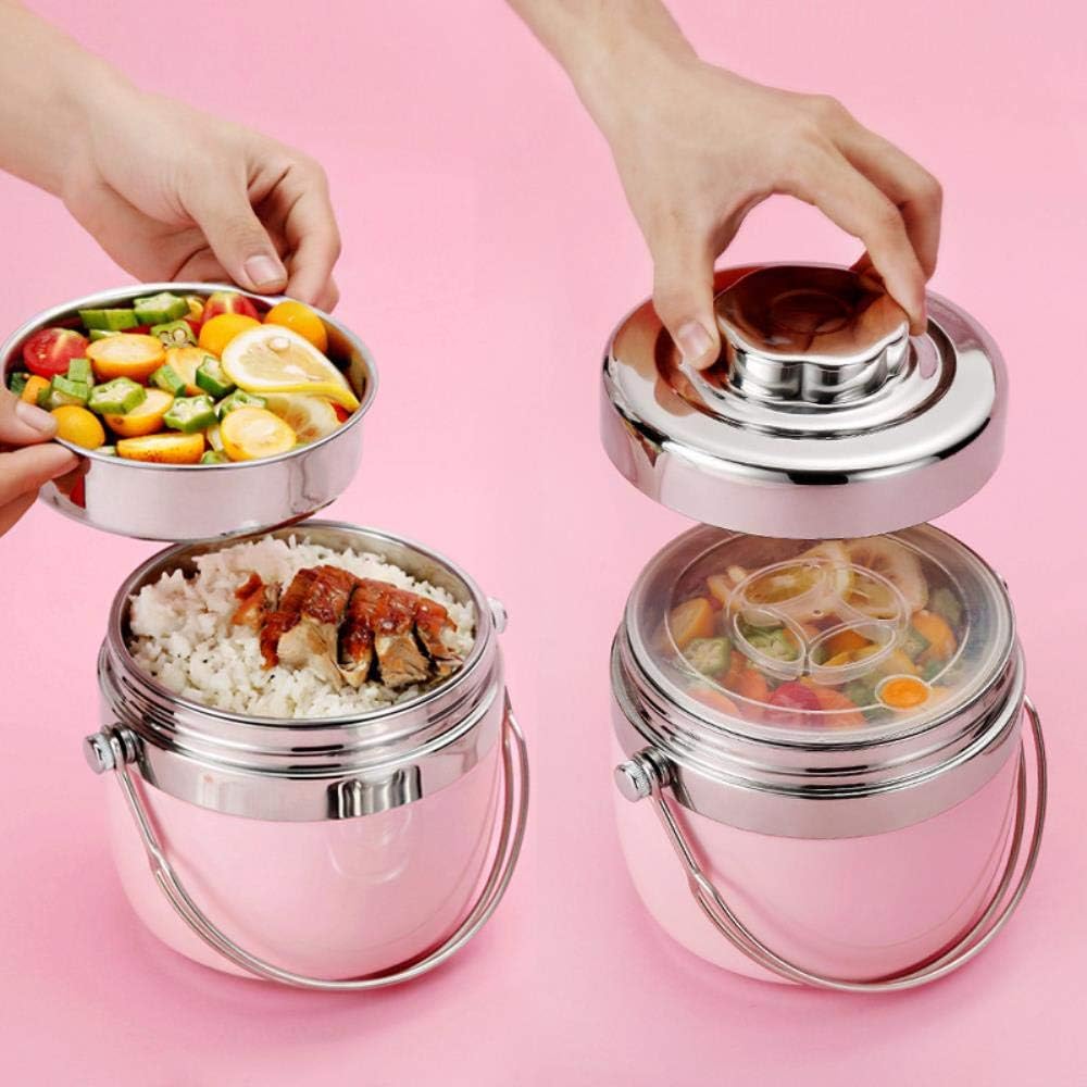 DFEIPING Stainless Steel Lunch Box Child Thermos Double Food Hot Water Bottle Children Portable Picnic School Food Container Box-in Lunch Boxes,Pink