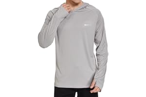 HUAKANG Men's Rash Guard Swim Shirt UPF 50+ Sun Protection Long Sleeve Hoodie Quick Dry Fishing Shirt