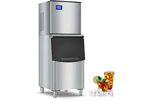 SOZT High-Performance Commercial Ice Maker Machine: 500lbs/24H Production, 350lbs Storage, 156 Ice Cubes in 6-15 Mins - Stainless Steel Industrial Ice Maker for Restaurant, Bar, Cafe, Commercial Use