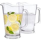 US Acrylic 64oz Bistro Clear Pitcher | Set of 2 Beer Pitchers | Reusable, BPA-free, Made in the USA, Indoor and Outdoor Pitcher Set for Water, Lemonade, Juice, Soda Pop, and Beer
