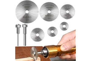 6 Pcs Rotary Drill Saw Blades Steel Saw Disc Wheel Cutting Blades with 1/8" Straight Shank Mandrel for Dremel Fordom Drills R
