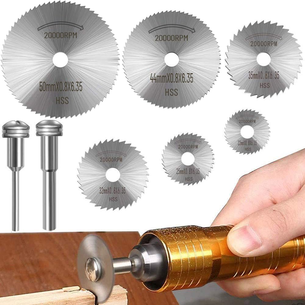 8Pcs Rotary Drill Saw Blades, Steel Saw Disc Wheel Cutting Blades with 1/8" Straight Shank Mandrel for Drills Rotary Tools (Power tools are not included)