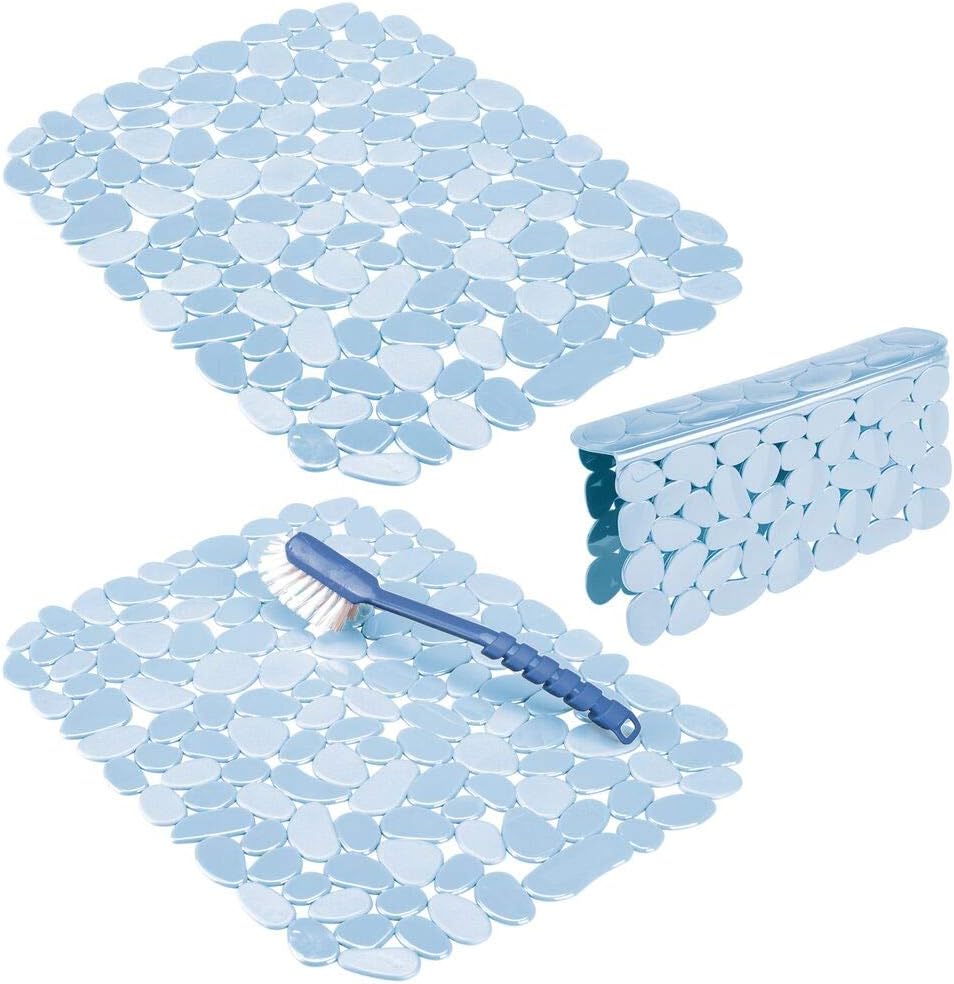 mDesign 3Piece Set Kitchen Sink Protector Mats — Large Sink Mats for