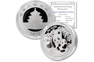 MINT STATE GOLD 2024 30 Gram Silver Chinese Panda Coin Brilliant Uncirculated with Certificate of Authenticity 10¥ BU