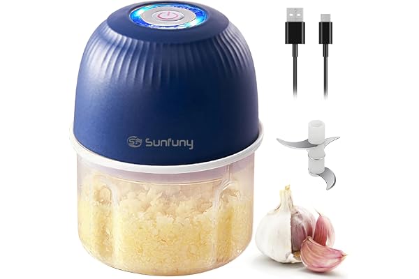 Mini Food Processor Cordless, 250ml Small Garlic Chopper 1 Cup, Battery USB Rechargeable Electric Food Chopper Wireless, Port