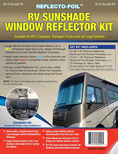 RV WINDOW SUNSHADE REFLECTOR KIT. COMMERCIAL GRADE , DOUBLE THICKNESS. TOTAL COVERAGE: 48" X 108"(WINDSHIELD) 24" X 216" (SMALLER WINDOWS) CLASS A MOTORHOME - Thumbnail 2