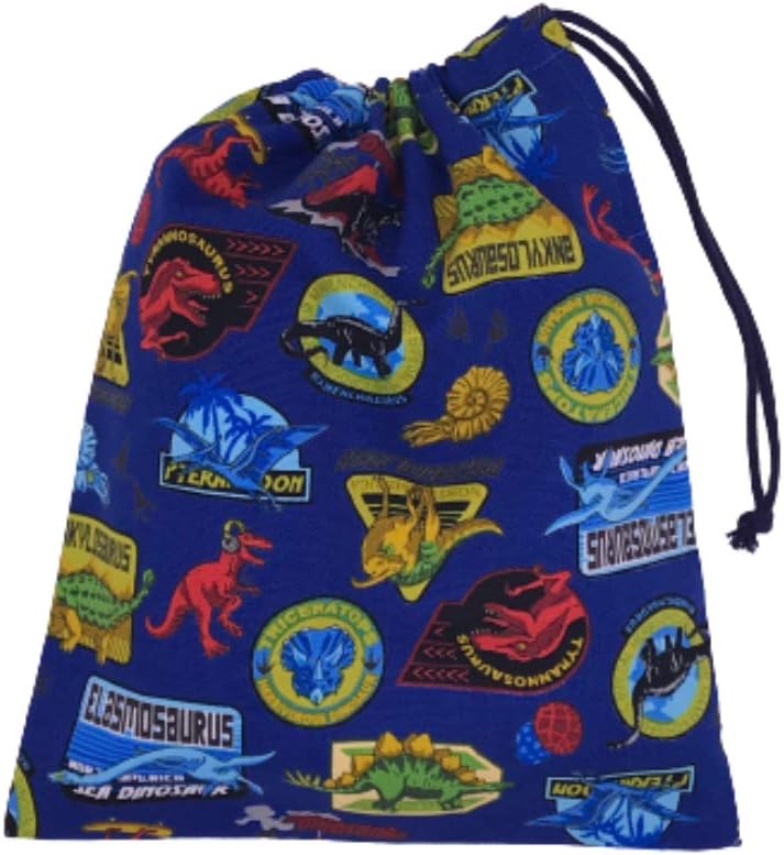 Amazon Co Jp 給食袋 青 恐竜柄 男の子 巾着袋 小 ハンドメイド 日本製 文房具 オフィス用品