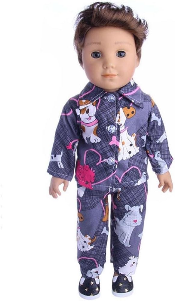 Hirolan pajamas kids boys girls dolls clothes set dressing gown boys Cute Pajamas Nightgown Clothes for 18 inch Our Generation American Doll Accessory (Novelty Color 03)