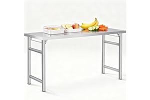 Stainless Steel Workstation Folding Table 60"x24", 520 LBS Commercial Work Table for Home, Kitchen, Restaurant