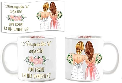 My Cust Tazza Matrimonio Vuoi Essere La Mia Testimone Damigella Personalizzata Non Posso Si Amazon It Casa E Cucina