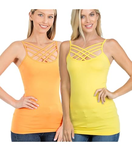 X-tra Strappy Cami Tank Criss Cross Front Top Sleeveless Cotton