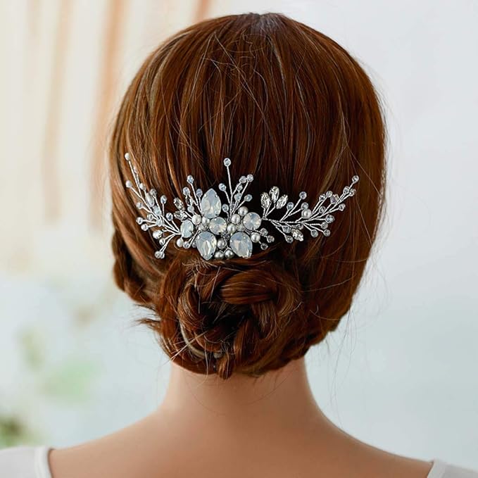 Bridal Crystal Hair Combs Silver Rhinestone Wedding Hair Comb