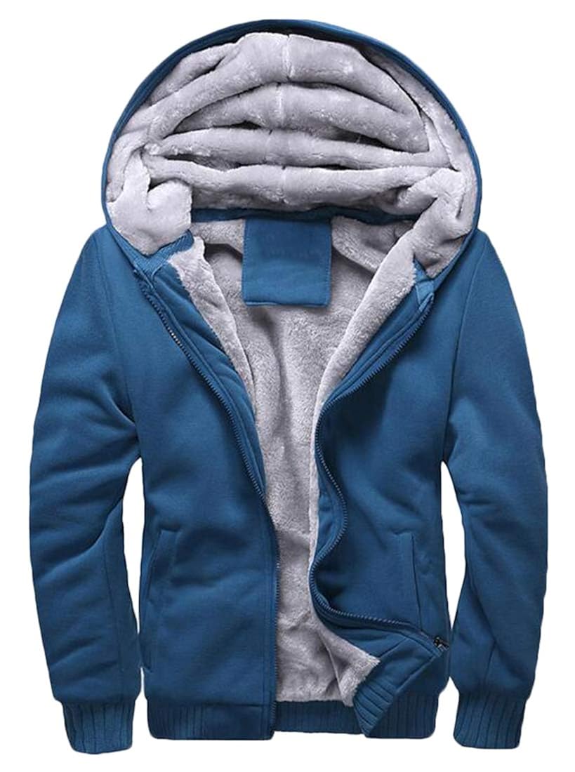 Hilization Men Winter Warm Zipper Plain 