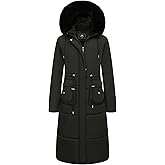 MOERDENG Women's Long Winter Puffer Coat Waterproof Warm Maxi Down Jacket Faux Fur Removable Hood Parka