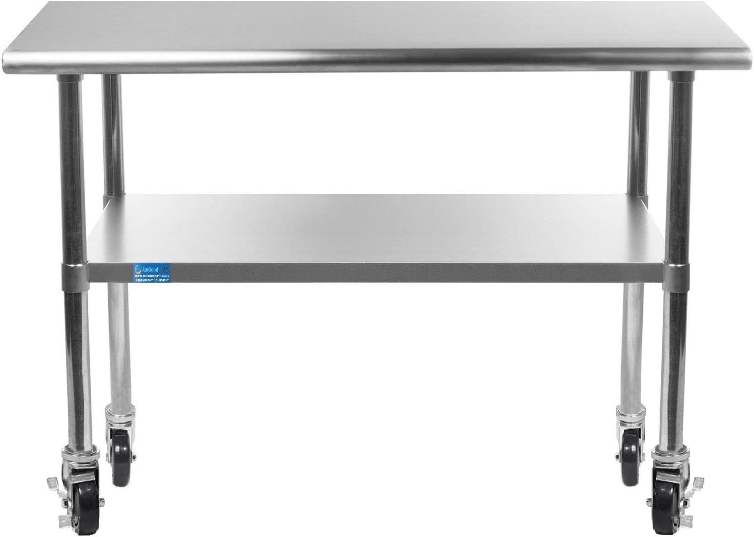 WORK TABLE WITH/WITHOUT 4 CASTERS WHEELS STAINLESS STEEL FOOD PREP WORKTABLE 18 X 36 (Wheels) by AmGood