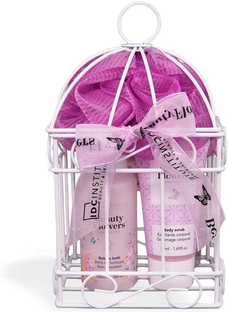 IDC INSTITUTE Bath Gift Set 5 Pcs Women Beauty Shower Decorative Cage Original