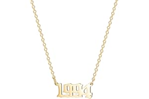 Glimmerst Birthday Year Necklace, 18K Gold Plated Stainless Steel Birth Year Number Pendant Necklace Memorable Anniversary Jewelry for Women Girls