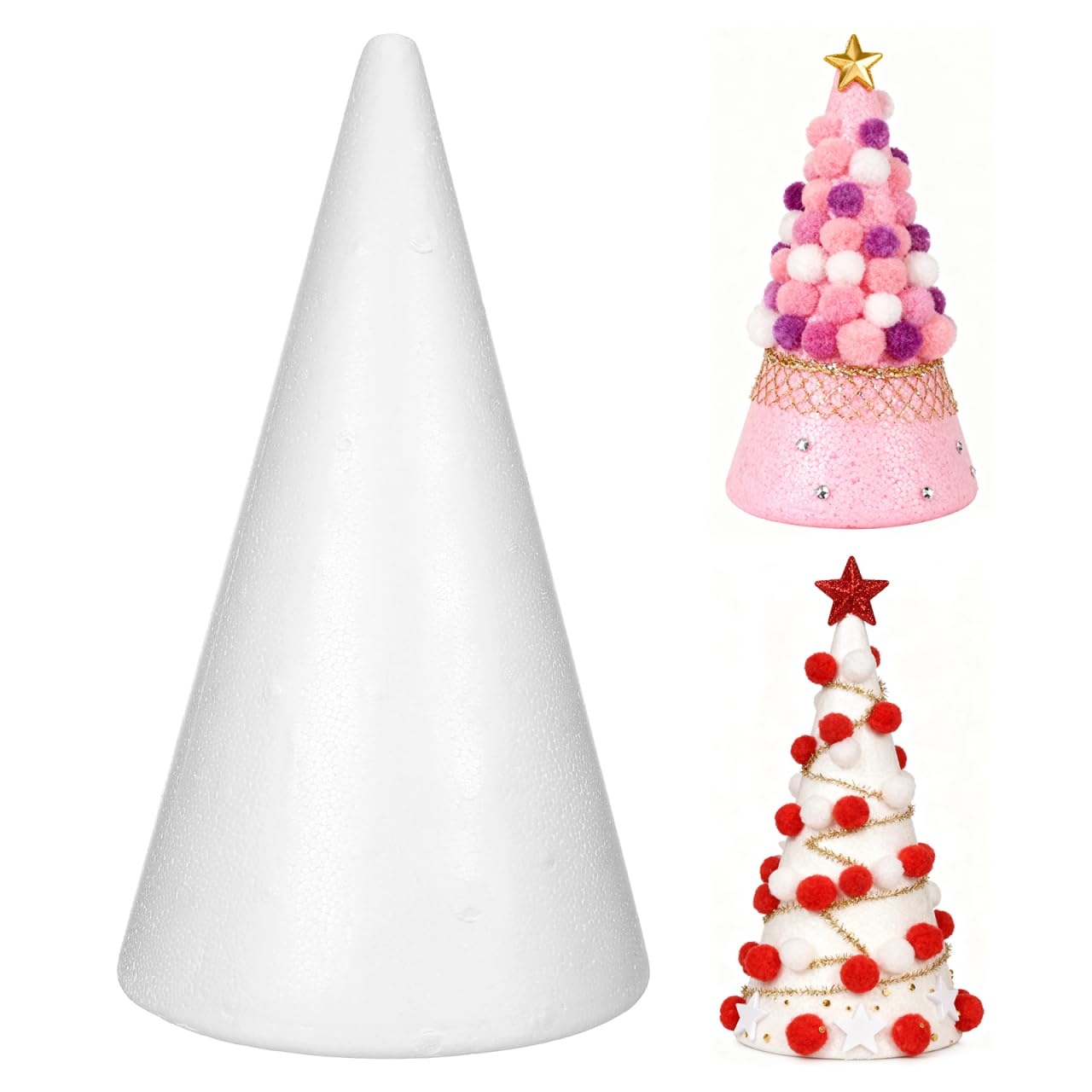 Photo 1 of *Top damaged* DIY Foam Cone Craft for Boy Girl White Solid Polystyrene Foam Cone for Christmas Holiday Decorations Creative Projects and Imaginative Play