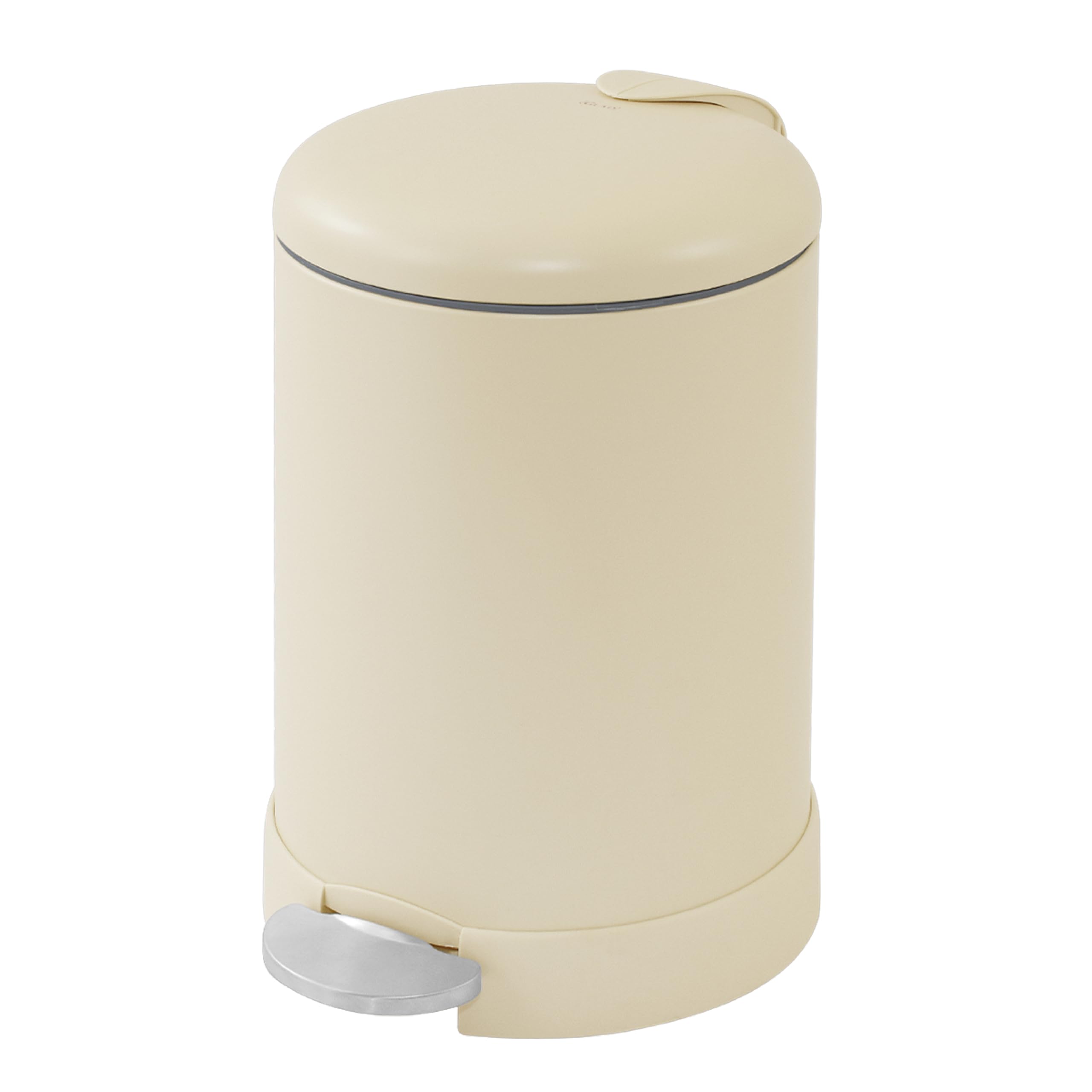 Glad Small Trash Can, 1.2 Gallon | Round Stainless Steel Garbage Bin with Soft Close Lid & Step Foot Pedal | Metal Waste Basket with Removable Inner Bucket, Almond Image