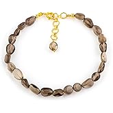 Tumbled Gemstone Bracelet – Hypoallergenic Gold Plated Chain, 7+1 Inch Adjustable, Spring Ring Clasp, Handmade Crystal Bracelet for Women, Natural Stone Healing Jewelry