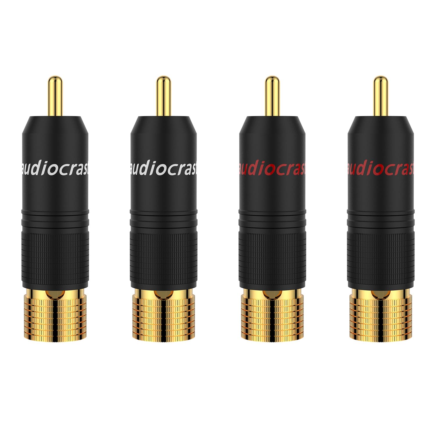 Audiocrast 4 Pcs Phono Plugs Solderless Phono Cable Plugs Gold Plated Rca Plugs(Rca Plugs-02)