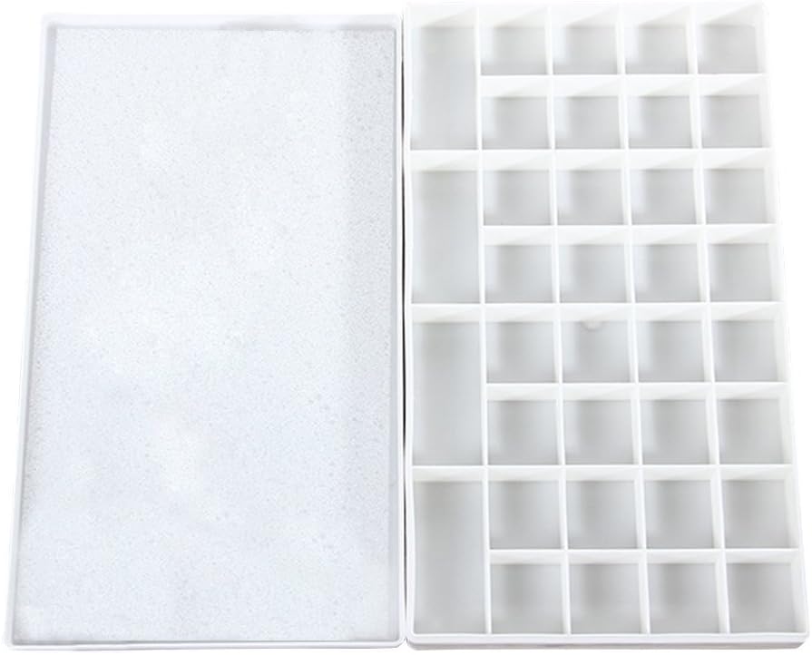 Vommpe Paints Pallete Rectangle with Hard Cover Oil Painting Pallet for Watercolors Gouaches Acrylics Assorted Size 1 Pcs