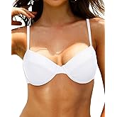 Tempt Me Women Underwire Bikini Top Push Up Bathing Suit Bra Sized Ribbed Swimsuit Top Only