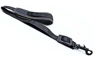 Jiozermi Saxophone Neck Strap, Soft Adjustable Leather Padded, Sax Neck Strap with Plastics Hooks for Sax Music Instrument