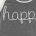 Fedi Apparel Womens 3/4 Sleeve Crew Neck Blouse Loose Tee Shirt Tops Letter Print Tee, Gray, Large