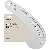 KEARING 32CM French Curve for Pattern Making, Vary Form Curve Ruler | Aviation Aluminum Dual-sided Scales Hip Curve Ruler for Measuring Sewing, Fashion Design,Quilting