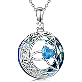 LUHE Crystal Necklace for Women Sterling Silver Crystal Pendant Necklace sterling silver Jewelry Gifts for Women
