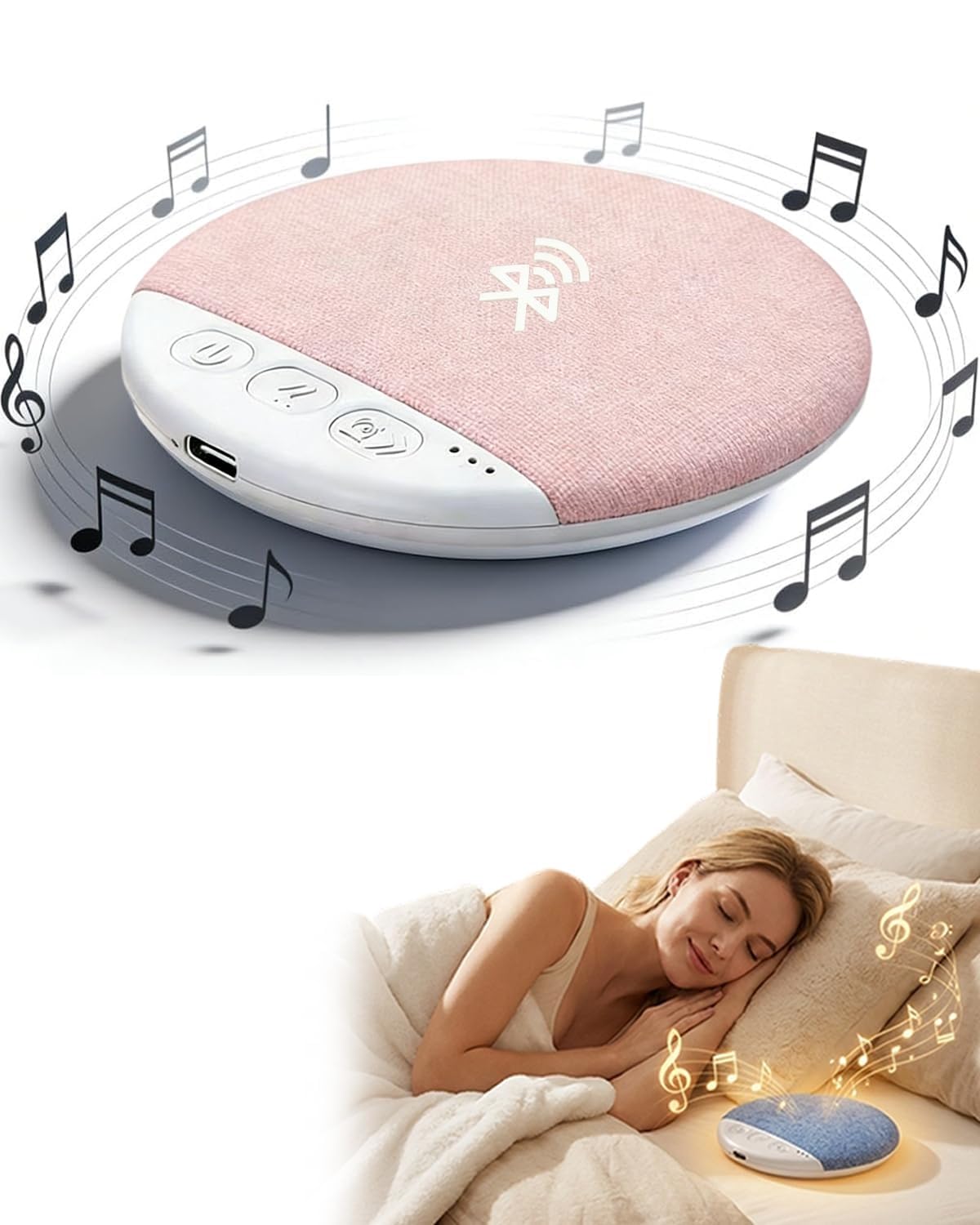 Photo 1 of 2026 New Flat Under Pillow Speakers for Sleeping, Bone Conduction Pillows Speaker Bluetooth, Private Ultra-Thin Aid with White Noise Timer, Mini Portable Slim Wireless Bedside Speak