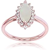 DECADENCE 14K Rose Gold 10x5 Marquise Gemstone & Round White Topaz Ring