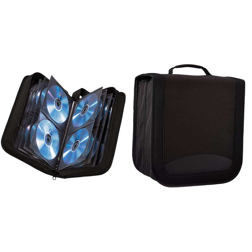 Hama 11617 CD wallet for storing 104 CDs/DVDs/Blu-rays, Black & Amazon Basics CD/DVD Binder 400 Disc Capacity Nylon Black