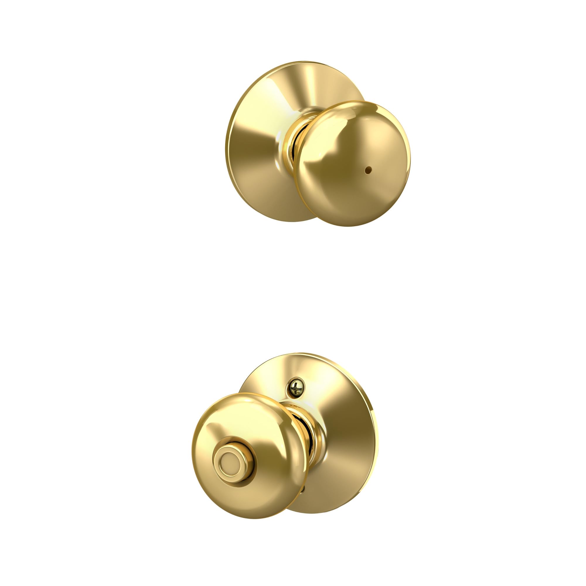 SCHLAGE 563041 F40 PLY 605 Plymouth Door Knob, Bed & Bath Privacy Lock, Bright Brass