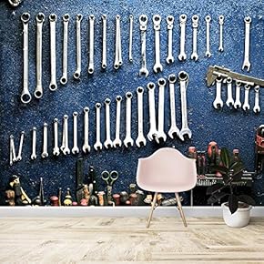 Wall Mural Tools in Blue Background Removable Self-Adhesive Large Wallpaper - 66x96 inches