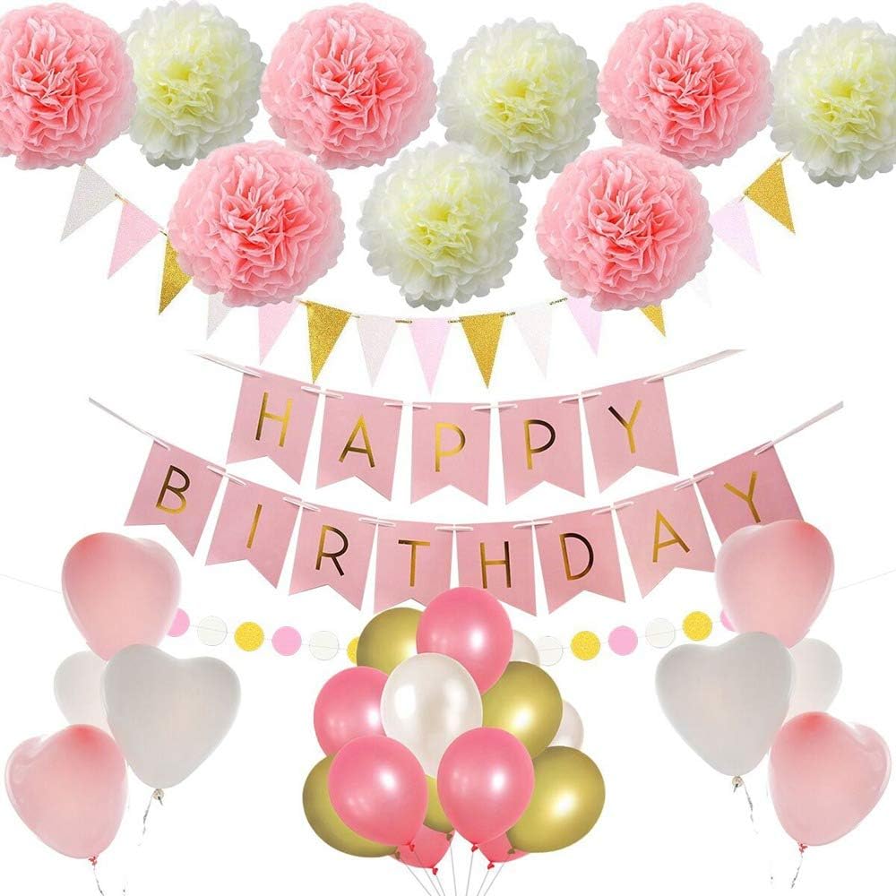 Birthday Decorations, Happy Birthday Banner, 9 Pcs Party