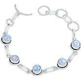 KIRTI GEMS Crystal Silver Round Shape Bracelet for Women, Natural Gemstones Silver Plated Jewelry