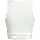 QJQ Women's Basic Sleeveless V Neck Tank Tops Ribbed Knit Fitted Crop Tops Casual Workout Top