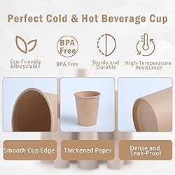 Lamosi 200 Pack 10 oz Kraft Paper Cups, Brown