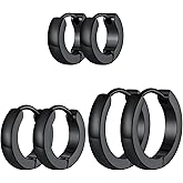 Classic 3/4/5 Pairs Small Hoop Earrings for Men Women Gold/Silver/Black Stainless Steel Huggie Hoop Earring Hypoallergenic Piercing Jewelry Set 7/9/12/14/16mm