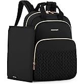 mommore Diaper Bag Backpack, Stylish Travel Baby Bag with Insulated Pockets, Changing Pad and Stroller Straps for Toddler (L-Black, Large-27L)