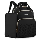 mommore Diaper Bag Backpack, Stylish Travel Baby Bag with Insulated Pockets, Changing Pad and Stroller Straps for Toddler (L-Black, Large-27L)