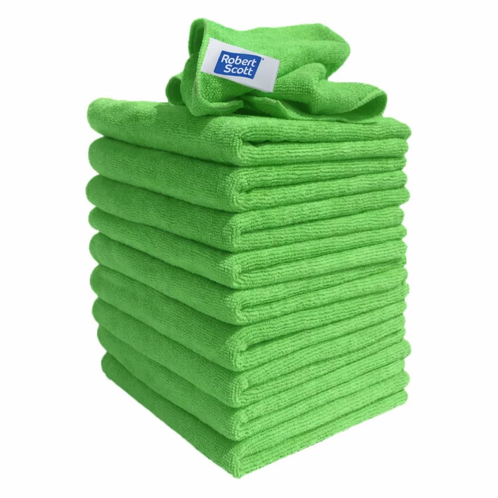 20 Pack of Green Microfibre Genuine Exel Brand Magic Cleaning Cloths. Chemical Free Cleaning. Anti Bacterial Microfiber Cloths for Amazing Smear Free Wiping. — image 1