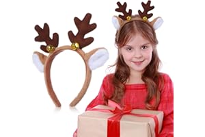 JOINPAYA 1pcs Reindeer Antler Deer Headband Hairband: Kids Fluffy Cute Brown Elk Ears Hair Hoop for Halloween Christmas
