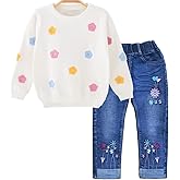 Peacolate 18M-7T Toddler Big Girls Pants Clothing Set 2pcs Cotton top and Jeans